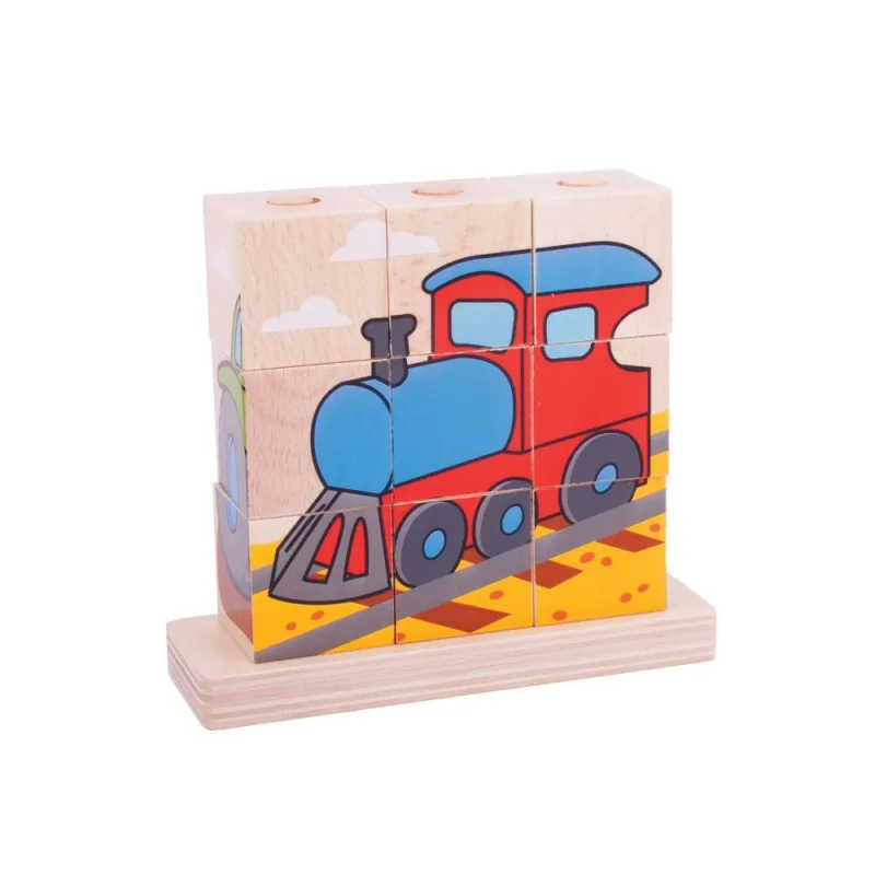 Bigjigs Toys Nasadzovacie kocky Dopravné prostriedky