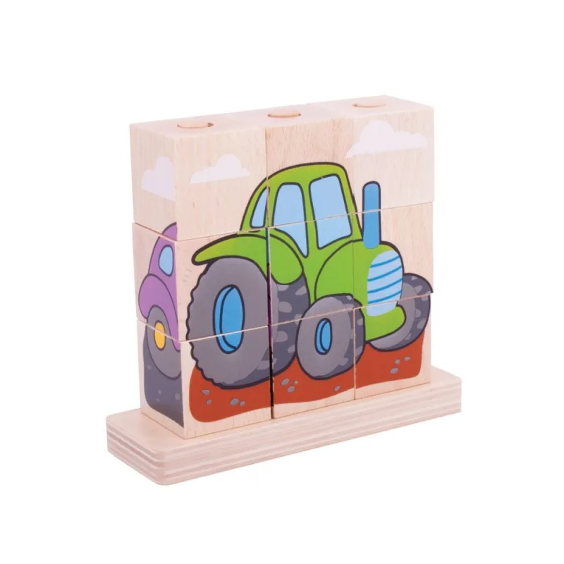 Bigjigs Toys Nasadzovacie kocky Dopravné prostriedky