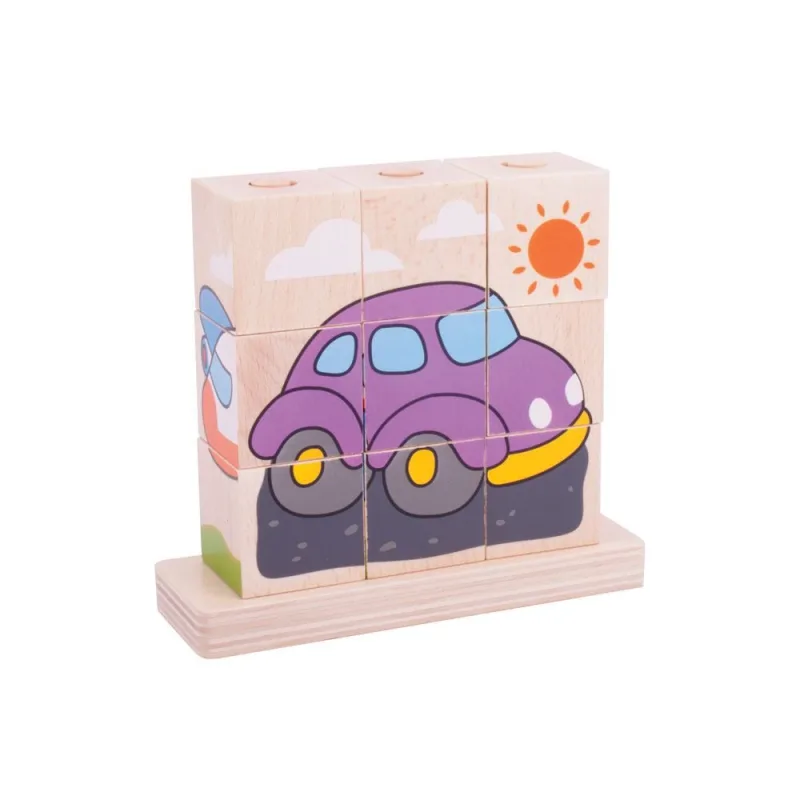 Bigjigs Toys Nasadzovacie kocky Dopravné prostriedky