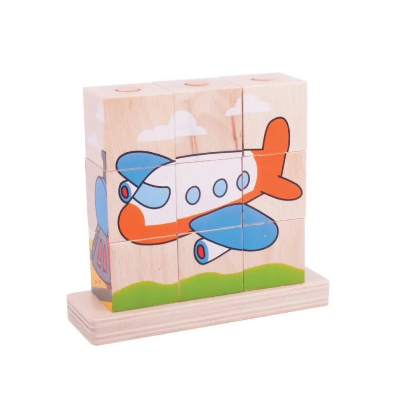 Bigjigs Toys Nasadzovacie kocky Dopravné prostriedky
