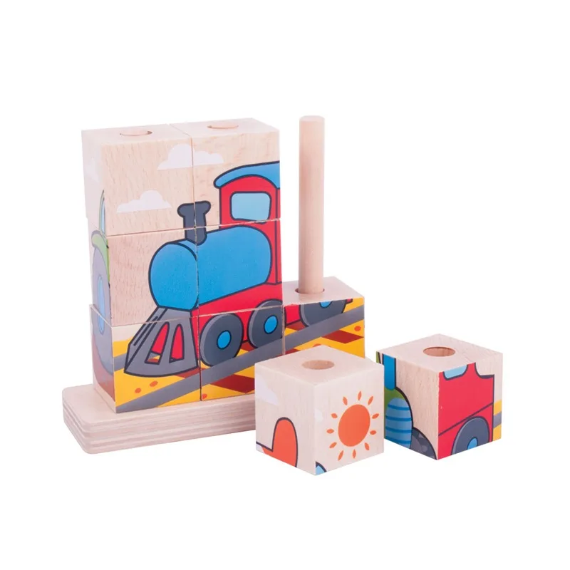 Bigjigs Toys Nasadzovacie kocky Dopravné prostriedky
