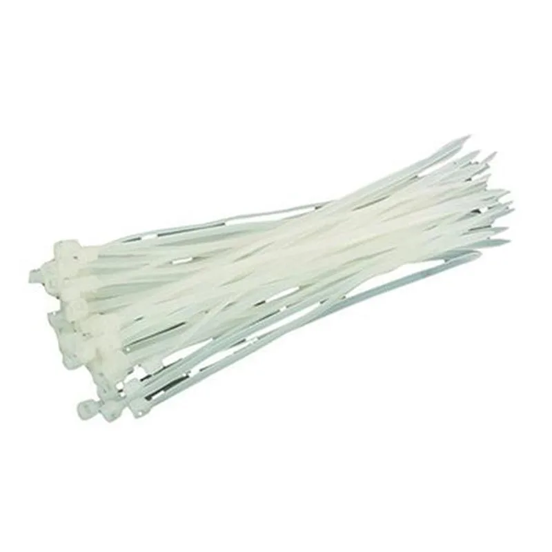 Sťahovacie pásky 250x4,8 mm, 50 ks, biela, nylon