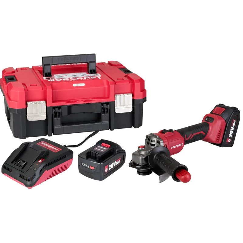 Set Worcraft XCUBE003 Toolbox, brúska 125mm, 2x 4.0 Ah akumulátor, 1x nabíjačka, uhlová
