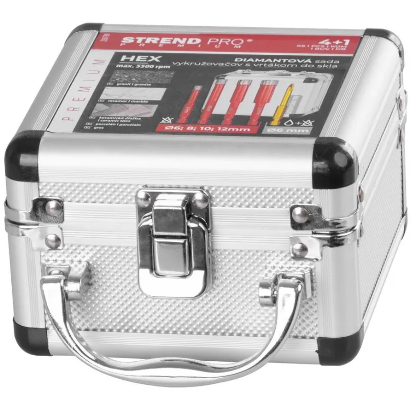 Sada vyrezávačov Strend Pro Premium, 6–12 mm, HEX, diamantové korunky