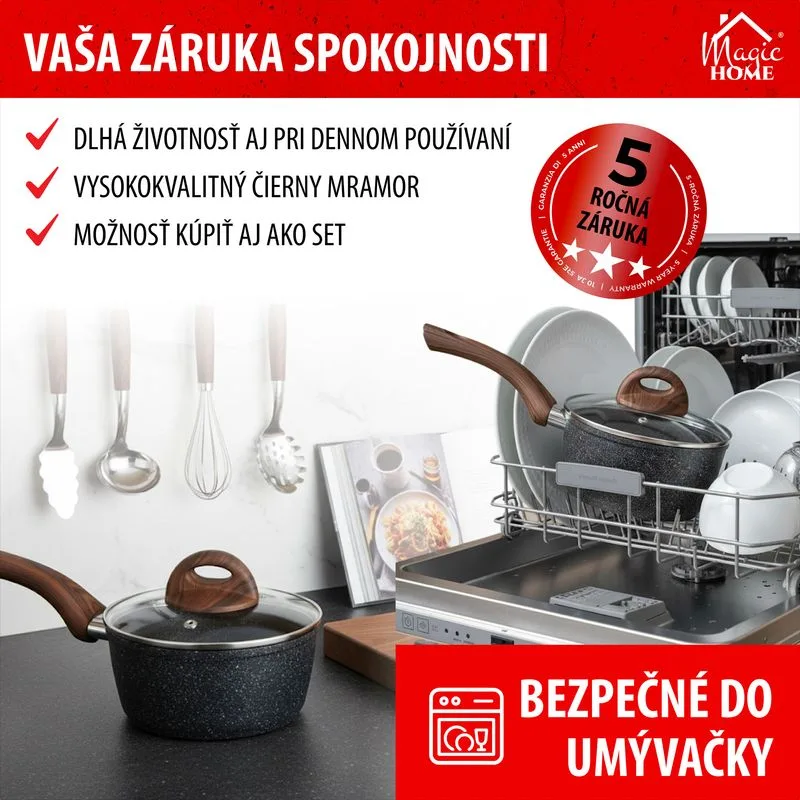 Rajnica MagicHome Black Marble Line, so sklenenou pokrievkou, 16 cm