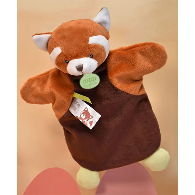 Doudou Plyšový maňuška Panda červená 25 cm