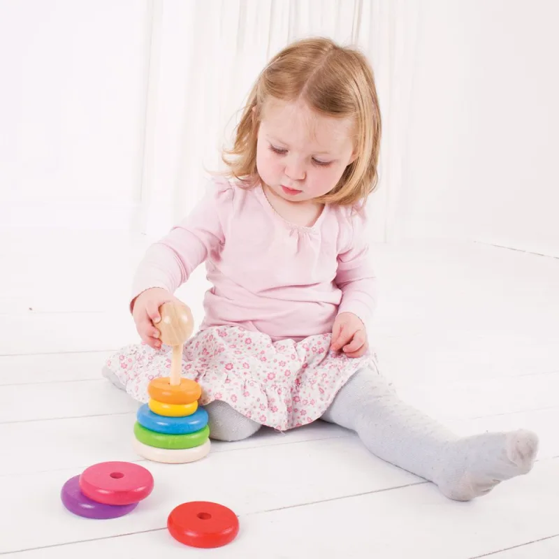 Bigjigs Toys Nasadzovanie na tyč - Dúhový panáčik