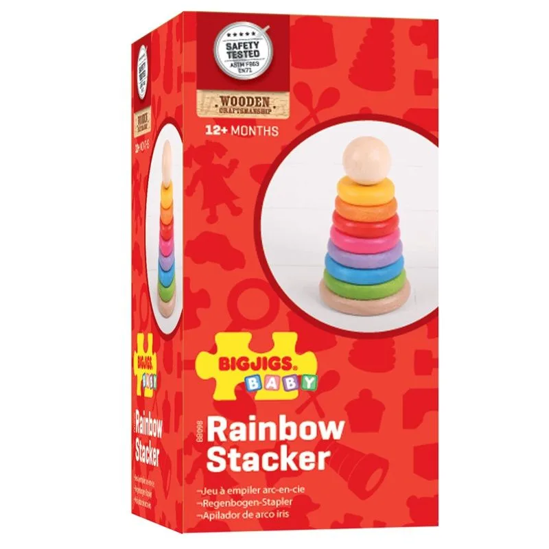 Bigjigs Toys Nasadzovanie na tyč - Dúhový panáčik