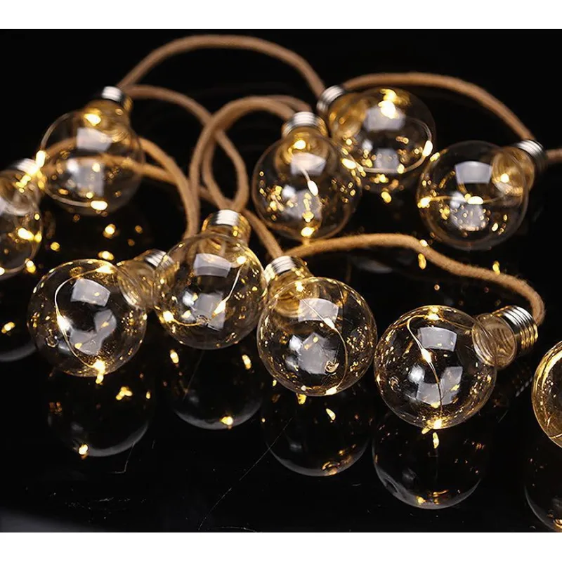 Vianočné osvetlenie reťaz Bulb, 10× LED, tvar žiarovky, solárna, 3,8 m