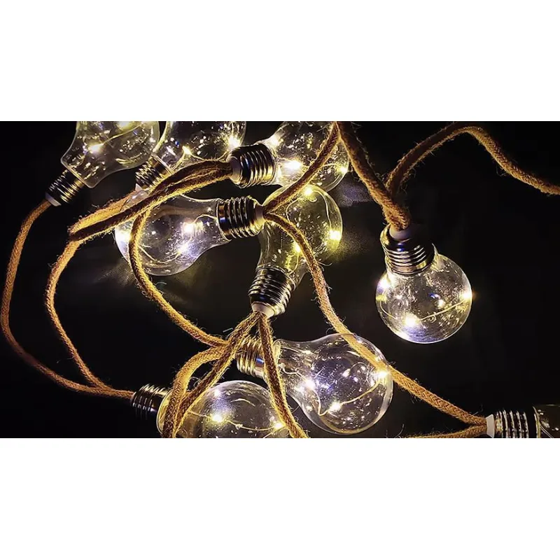 Vianočné osvetlenie reťaz Bulb, 10× LED, tvar žiarovky, solárna, 3,8 m