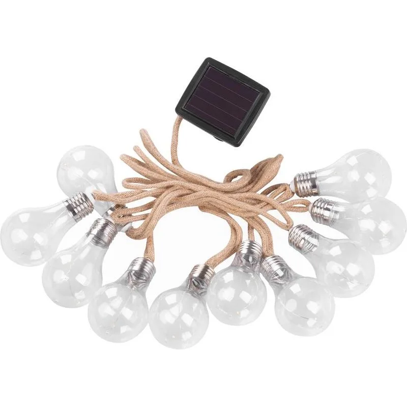 Vianočné osvetlenie reťaz Bulb, 10× LED, tvar žiarovky, solárna, 3,8 m