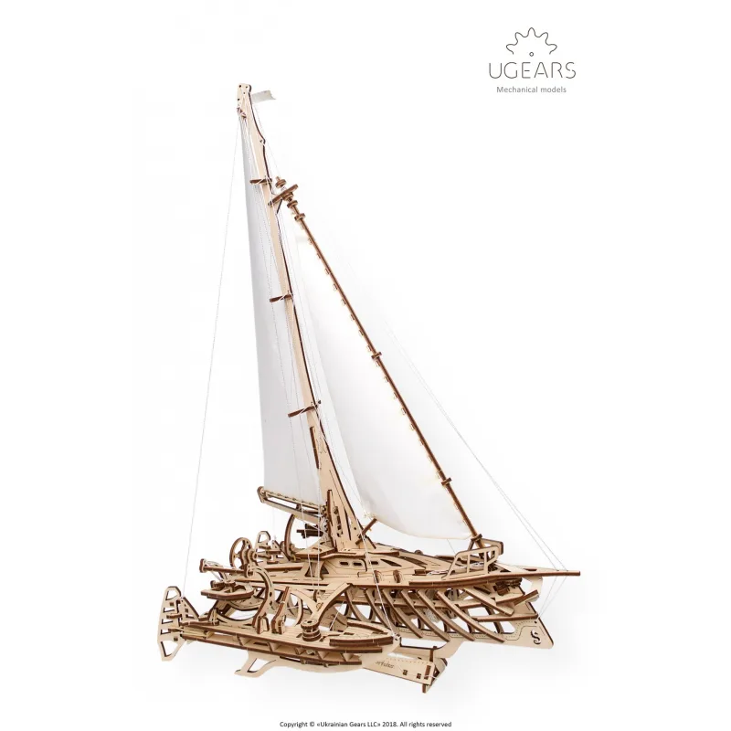 Ugears 3D mechanické puzzle - Plachetnica Trimaran Merihobus 237 ks