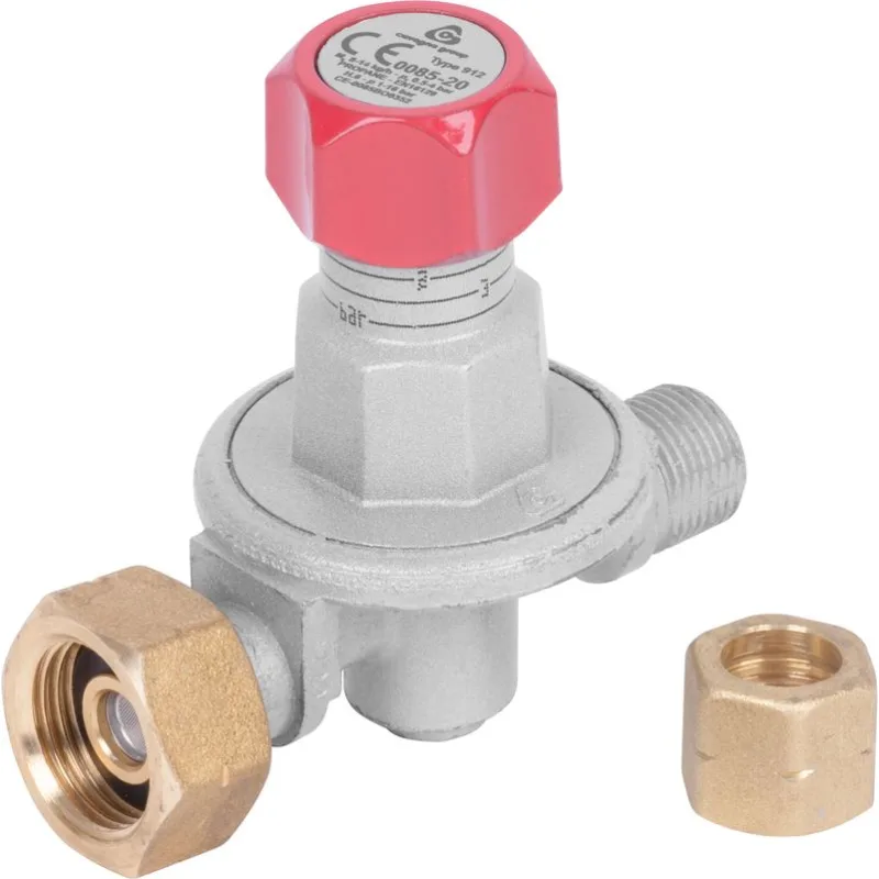 Regulátor plynu Meva, nastaviteľný, 0,5–4 bar, G3/8" L, ventil