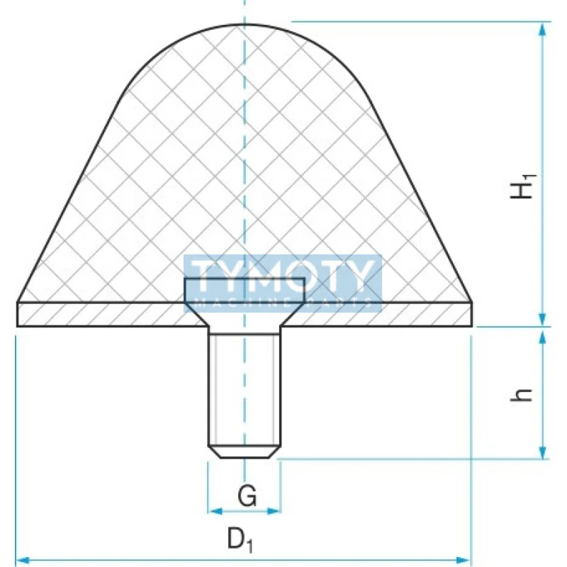 Gumový doraz kužeľový typ.16 - 18x18 M6x10 50ShA tvar 77.16