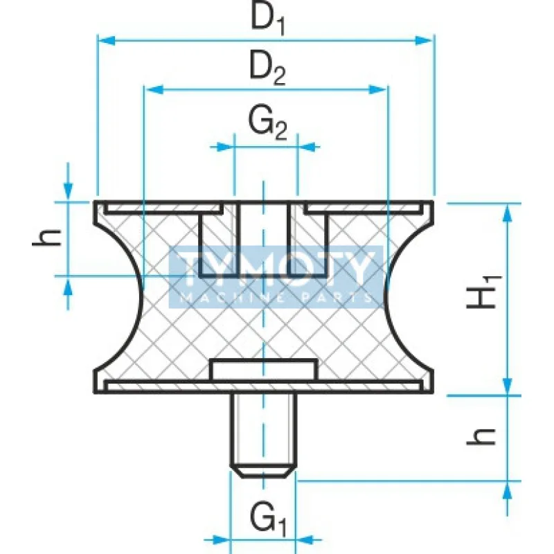 Silentblok TP2 - 10x4,5/8 M3x6/M3x3