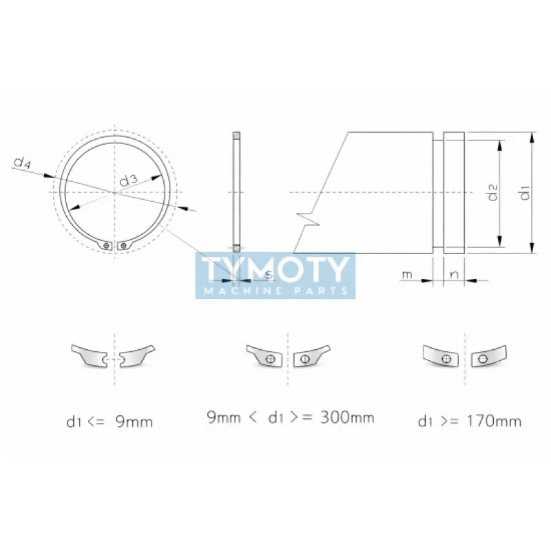 Poistný krúžok na hriadeľ DIN 471 - 36 mm nerez A1