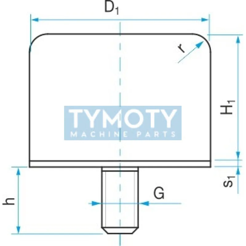 Silentblok - doraz valcový so skrutkou typ GP-1G 125x100 M16x36
