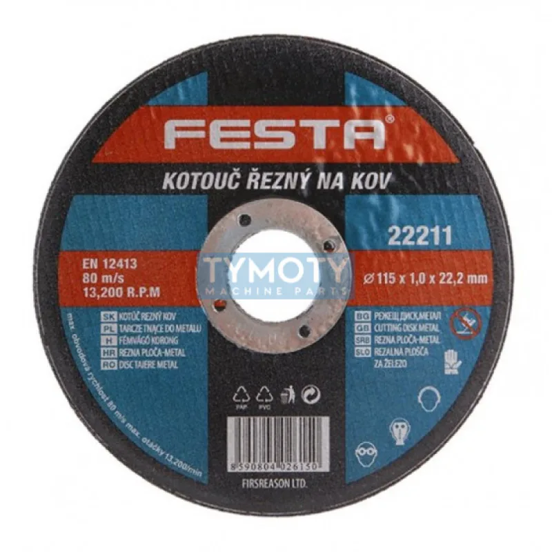 Rezný kotúč na kov 115x1,0x22,2 rovný, FESTA 22211