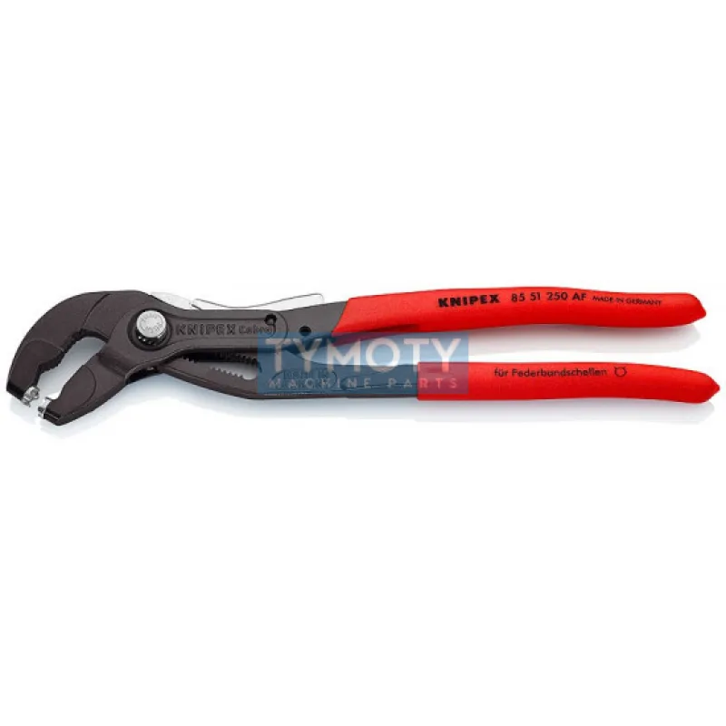 KNIPEX 85 51 250 AF Kliešte na sponky s pružiacimi pásmi so zaisťovacou západkou , plastové návleky,