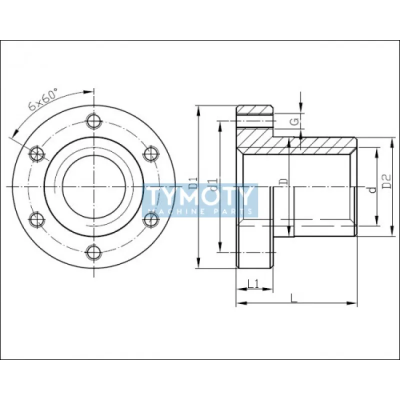 Matica trapézová kruhová prírubová DIN 103 Tr32x6 bronz