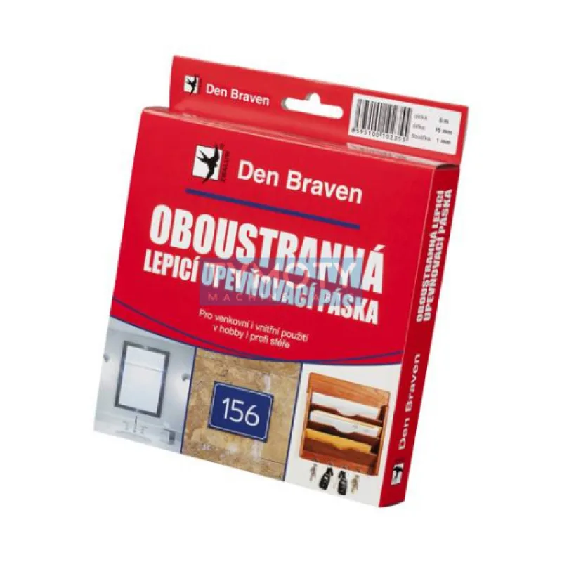 Den Braven Obojstranne lepiaca upevňovacia páska v krabičke - 15 x 2 mm x 5 m biela _B5212RL