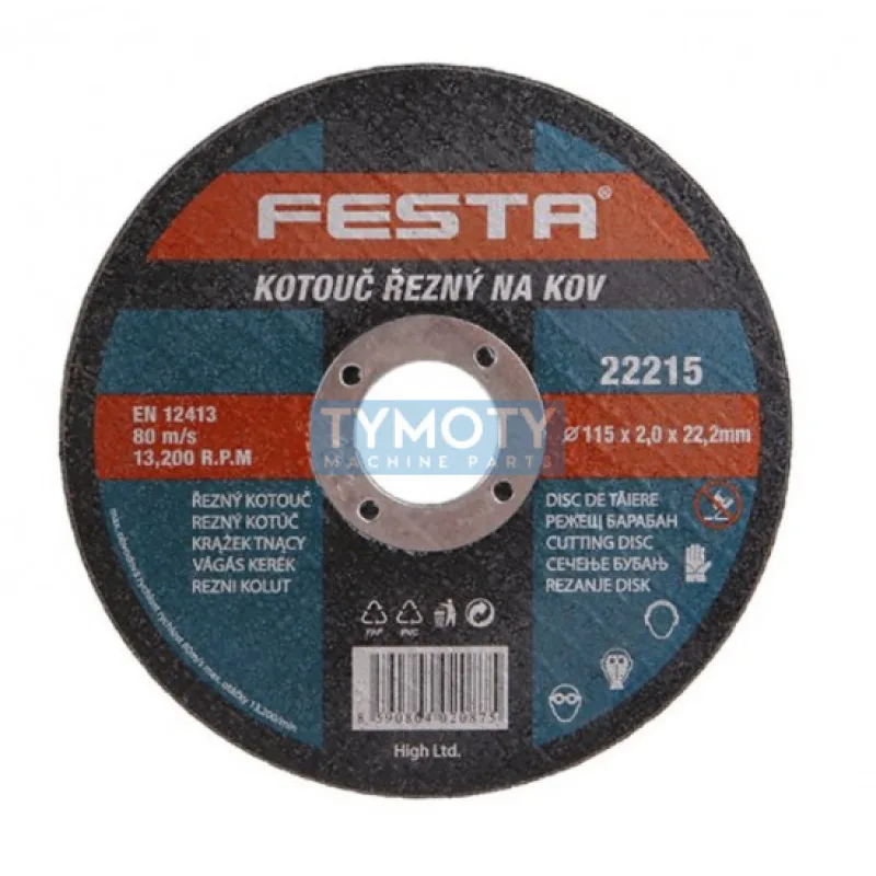 Rezný kotúč na kov 115x2,0x22,2 rovný, FESTA 22215