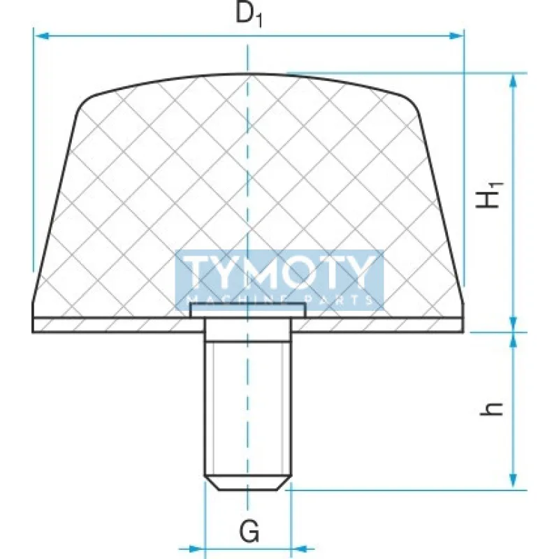 Silentblok - doraz kužeľový typ KD-4 - 70x35 M12x37 55ShA
