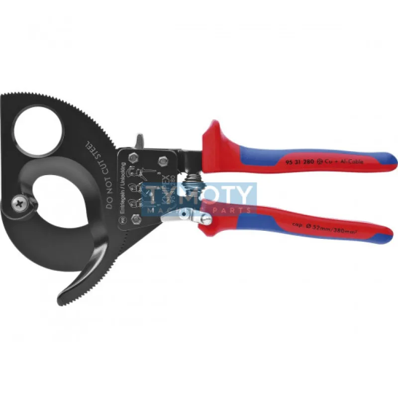 KNIPEX 95 31 280 Kliešte na káble (rohatka so západkou), viacsl.návleky, lakov.na čierno 280 mm