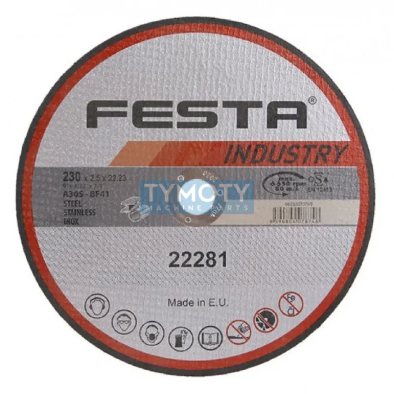 Rezný kotúč na kov 230x2,5x22,2 rovný INDUSTRY, FESTA 22281
