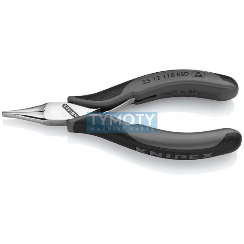 KNIPEX 35 12 115 ESD Kliešte pre elektroniku, ploché široké čeľuste, viacsl. návleky, leštené