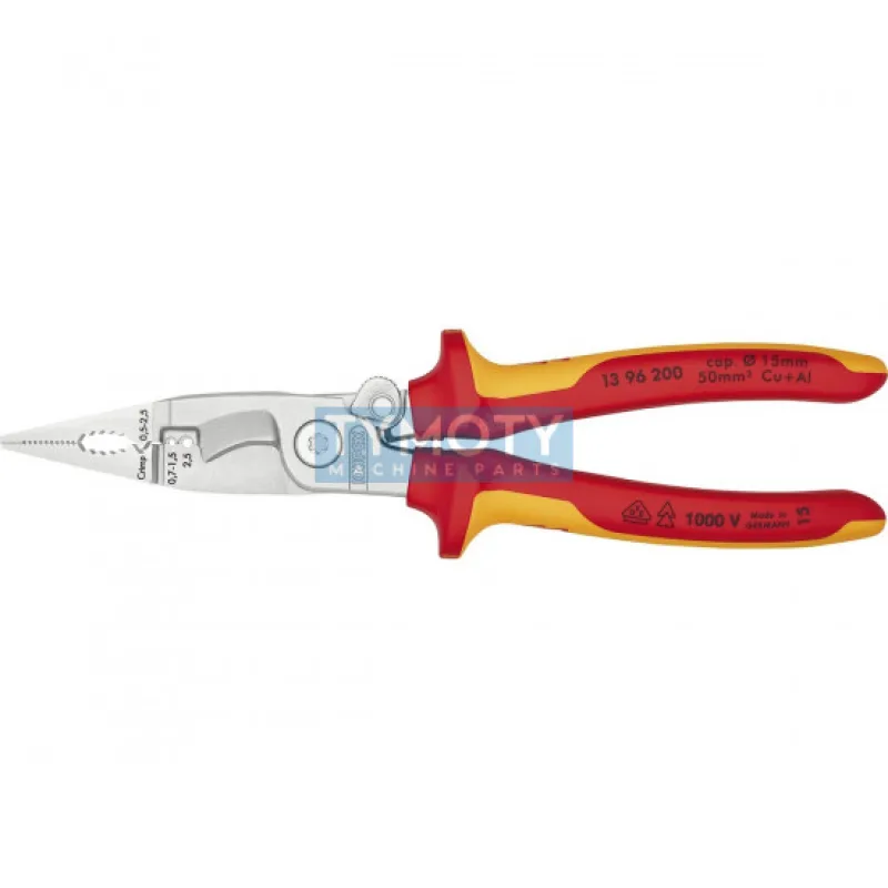KNIPEX 13 96 200 Elektroinštalačné kliešte, izolované viaczložkové návleky, certifikácia VDE