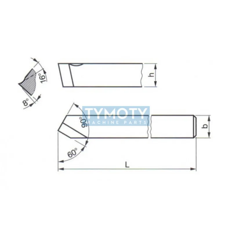 Sústružnícky nôž z rýchloreznej ocele uberací priamy, 223516, 12x12x100 mm (60°)