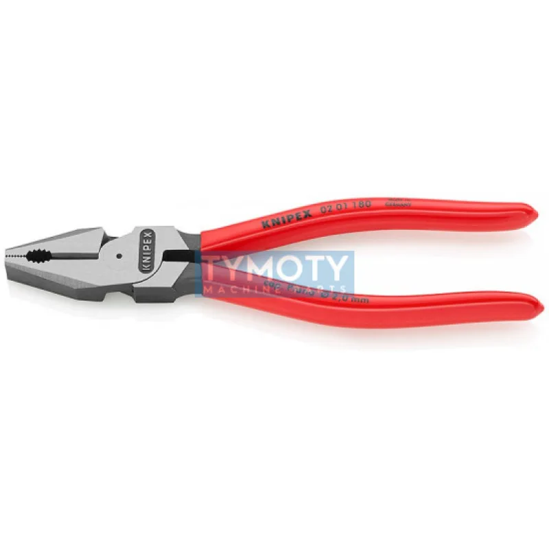 KNIPEX 02 01 180 Silové kombinované kliešte, plastové návleky, fosfátované na čierno, 180 mm