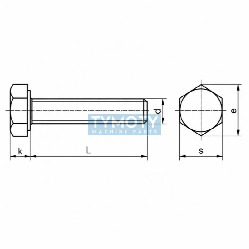 Skrutka šesťhranná celý závit UNC 3/4x1.3/4" Grade 5 (~8.8) bez PÚ