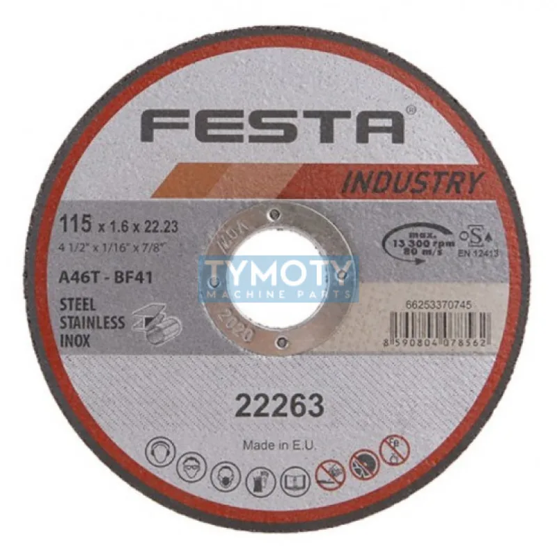 Rezný kotúč na kov 115x1,6x22,2 rovný INDUSTRY, FESTA 22263