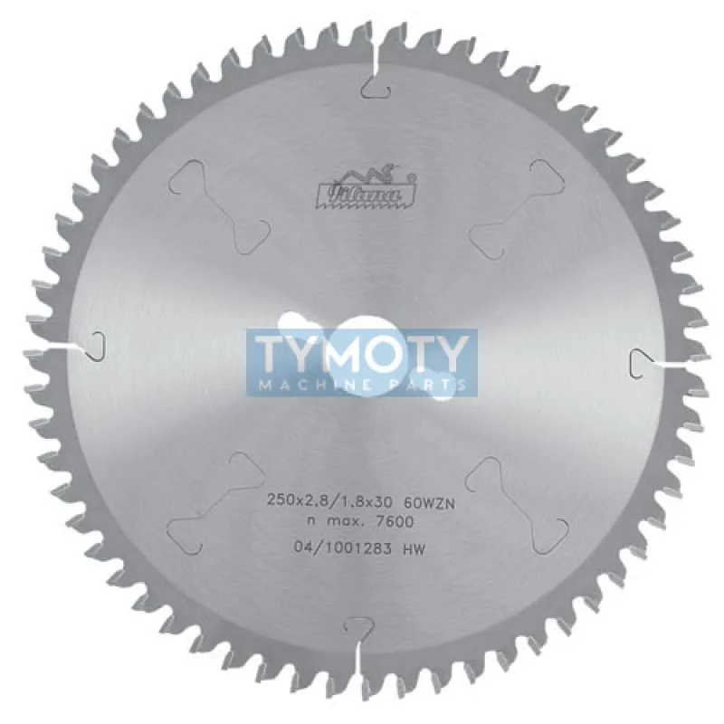 Pílový kotúč na rezanie dreva s SK, negatívny uhol čela, 225381, 250x2,8x30 mm WZ N-80 Z