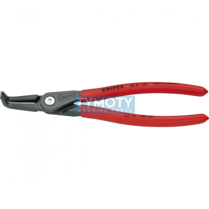 KNIPEX 48 21 J31 Precízne kliešte pre vnútorné poj. kr. 40-100 mm zahnuté 45 ° pot. plastom, f. na šedo