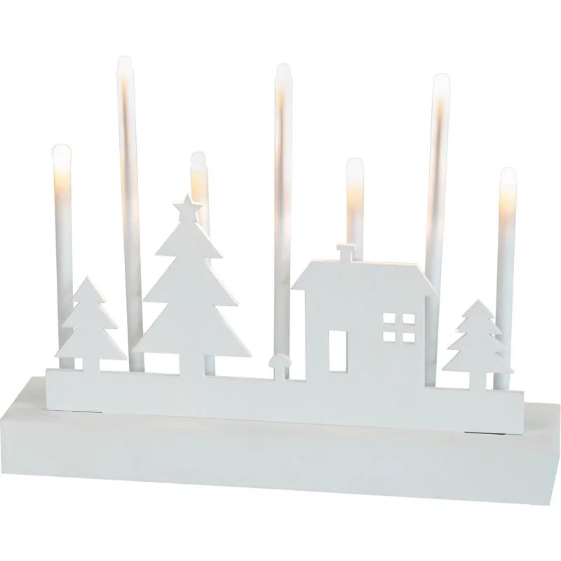 Svietnik MagicHome Vianoce, 8 LED teplá biela, 2xAA, MDF, interiér, 24x5,5x18 cm
