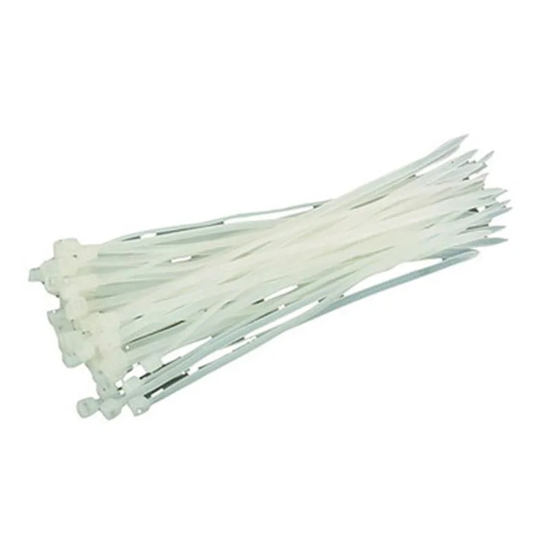 Sťahovacie pásky 200x3,6 mm, 50 ks, biela, nylon