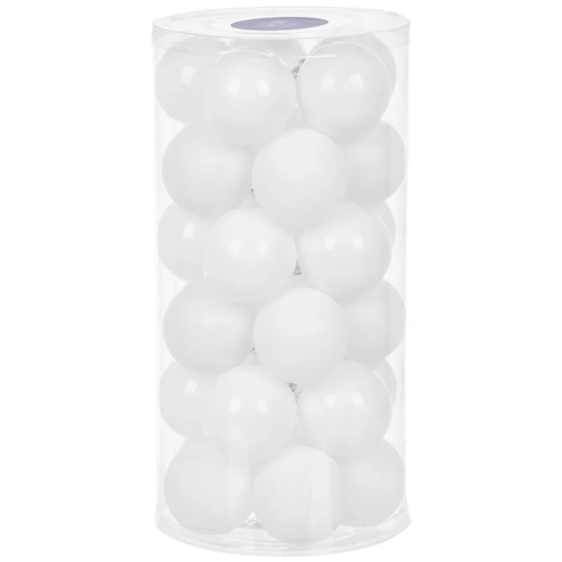 Vianočné gule na stromček 30 ks, 6 cm, biele, lesklé