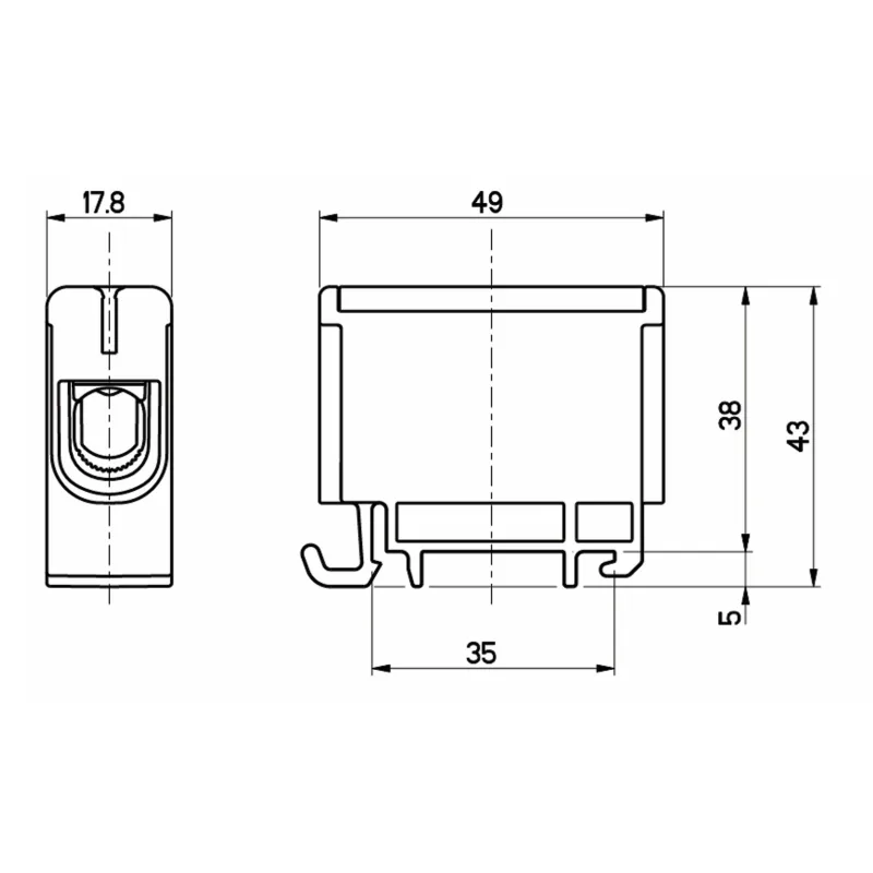 ELEMAN Svorka univerzálna UK 50/1 A, 160A, 1x50mm2 1pól., AL/CU, krytá, sivá, na DIN lištu