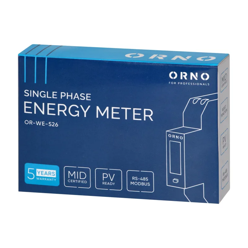 ORNO Elektromer jednofázový na DIN lištu OR-WE-526 100A RS-485 Modbus multi-tarif obojsmerný MID