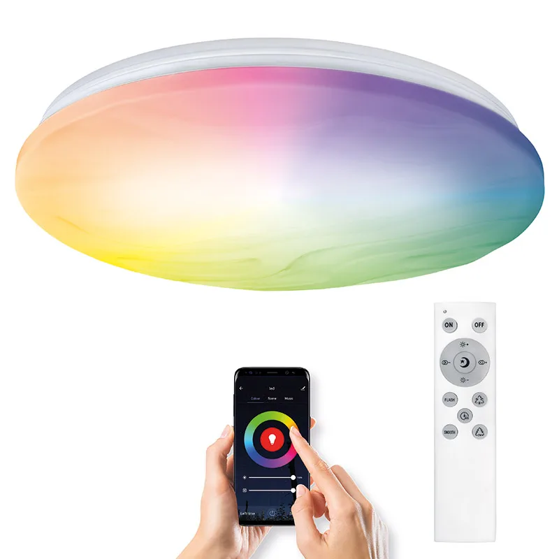 Solight Holding s.r.o. LED smart stropné svetlo Wave,30W, 2300lm, wifi, RGB + CCT,diaľ.
