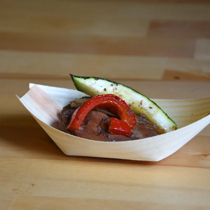 Fingerfood miska dřevěná, lodička 11 x 7 cm [100 ks] (66611)