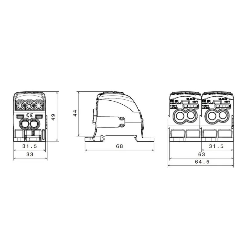 SIMBLOCK Rozbočovacia svorka 25mm2 SUB 160 sivá Al/Cu vstup 1x25mm2 výstup 3x16mm2 a 3x10mm2