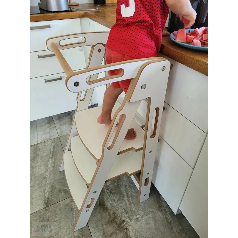 DAPAL Montessori Učiaca veža KitchenHelper skladacia biela
