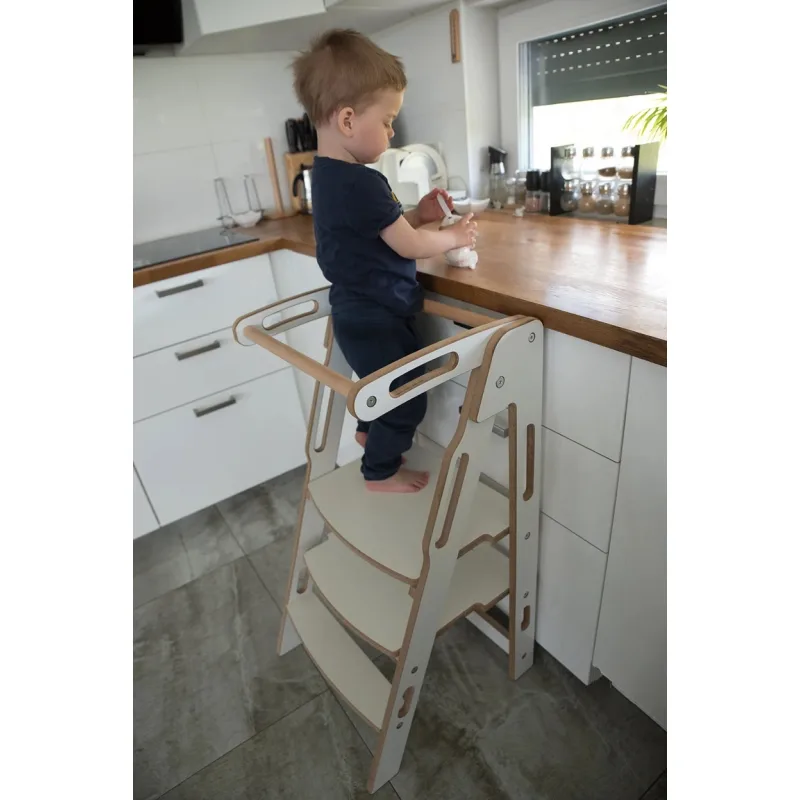 DAPAL Montessori Učiaca veža KitchenHelper skladacia biela
