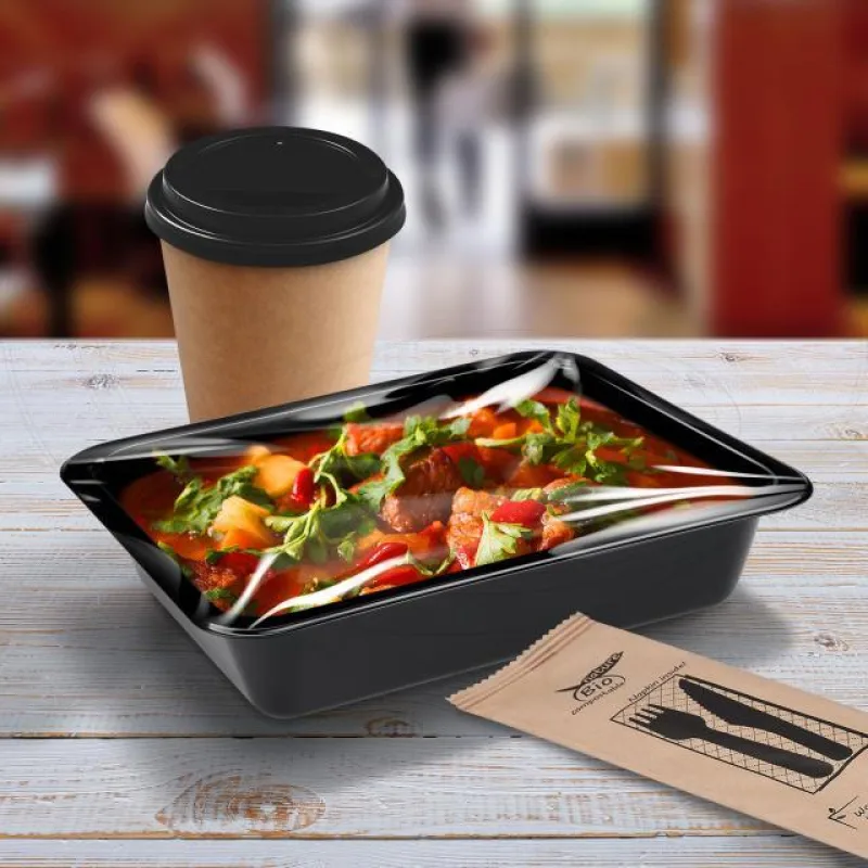 Menu mísa (PP) nedělená 227 x 178 x 49 mm, černá [50 ks] (PP906)