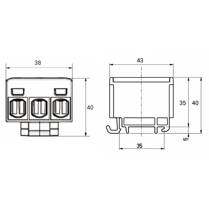 ELEMAN Svorka univerzálna trojitá UK 16/3x1 A 85A, 3x16mm2 3pól, AL/CU, krytá, sivá, na DIN lištu