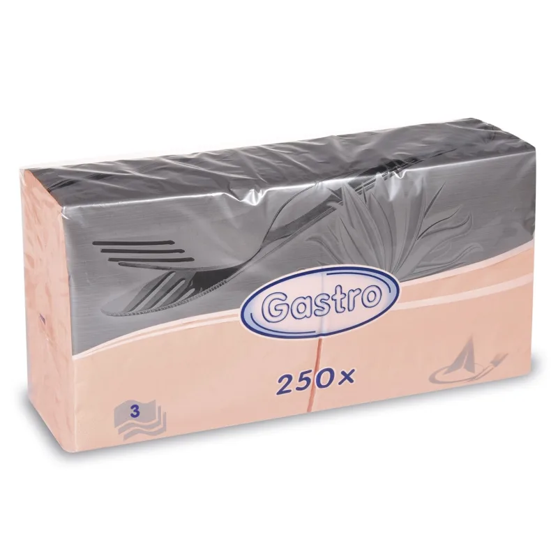 Ubrousky 3-vrstvé 40 x 40 cm apricot [250 ks] (88304)